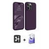 MARSİLYAN™- iPhone 15 Pro Max Kılıf Kozmos Yansıma Özel Seri - Siyah Bilvis 5in1 5D Magic Hayalet Cam Ekran Koruyucu + Siyah PVD Metal Kamera Lens