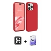 MARSİLYAN™- iPhone 15 Pro Max Kılıf Kozmos Yansıma Özel Seri - Siyah Bilvis 5in1 5D Magic Hayalet Cam Ekran Koruyucu + Siyah PVD Metal Kamera Lens