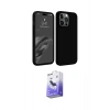 MARSİLYAN™- iPhone 15 Pro Max Kılıf Kozmos Yansıma Özel Seri - Siyah Bilvis 5in1 5D Magic Hayalet Cam Ekran Koruyucu