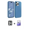 MARSİLYAN™- iPhone 15 Pro Max Kılıf Kozmos Yansıma Özel Seri - Siyah Bilvis 5in1 5D Magic Hayalet Cam Ekran Koruyucu + PVD Metal Kamera Lens - LT