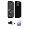 MARSİLYAN™- iPhone 15 Pro Max Kılıf Kozmos Yansıma Özel Seri - Siyah Bilvis 5in1 5D Magic Hayalet Cam Ekran Koruyucu + Raze Metal Kamera Lens - LT