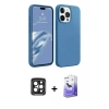 MARSİLYAN™- iPhone 15 Pro Max Kılıf Kozmos Yansıma Özel Seri - Siyah Bilvis 5in1 5D Magic Hayalet Cam Ekran Koruyucu + Siyah PVD Metal Kamera Lens