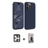 MARSİLYAN™- iPhone 15 Pro Max Kılıf Kozmos Yansıma Özel Seri - Siyah Bilvis Hayalet Cam Ekran Koruyucu + Gümüş PVD Metal Kamera Lens