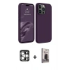 MARSİLYAN™- iPhone 15 Pro Max Kılıf Kozmos Yansıma Özel Seri - Siyah Bilvis Hayalet Cam Ekran Koruyucu + Gümüş PVD Metal Kamera Lens