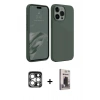 MARSİLYAN™- iPhone 15 Pro Max Kılıf Kozmos Yansıma Özel Seri - Siyah Bilvis Hayalet Cam Ekran Koruyucu + Gümüş PVD Metal Kamera Lens