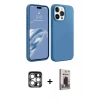 MARSİLYAN™- iPhone 15 Pro Max Kılıf Kozmos Yansıma Özel Seri - Siyah Bilvis Hayalet Cam Ekran Koruyucu + Gümüş PVD Metal Kamera Lens