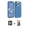 MARSİLYAN™- iPhone 15 Pro Max Kılıf Kozmos Yansıma Özel Seri - Siyah Bilvis Hayalet Cam Ekran Koruyucu + PVD Metal Kamera Lens - SH