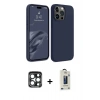 MARSİLYAN™- iPhone 15 Pro Max Kılıf Kozmos Yansıma Özel Seri - Siyah Bilvis Hayalet Cam Ekran Koruyucu + PVD Metal Kamera Lens - LT