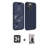 MARSİLYAN™- iPhone 15 Pro Max Kılıf Kozmos Yansıma Özel Seri - Siyah Bilvis Hayalet Cam Ekran Koruyucu + PVD Metal Kamera Lens - SH