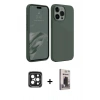 MARSİLYAN™- iPhone 15 Pro Max Kılıf Kozmos Yansıma Özel Seri - Siyah Bilvis Hayalet Cam Ekran Koruyucu + PVD Metal Kamera Lens - SH