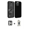 MARSİLYAN™- iPhone 15 Pro Max Kılıf Kozmos Yansıma Özel Seri - Siyah Bilvis Hayalet Cam Ekran Koruyucu + PVD Metal Kamera Lens - GS