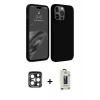 MARSİLYAN™- iPhone 15 Pro Max Kılıf Kozmos Yansıma Özel Seri - Siyah Bilvis Hayalet Cam Ekran Koruyucu + PVD Metal Kamera Lens - LT