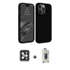 MARSİLYAN™- iPhone 15 Pro Max Kılıf Kozmos Yansıma Özel Seri - Siyah Bilvis Hayalet Cam Ekran Koruyucu + PVD Metal Kamera Lens - SH