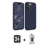 MARSİLYAN™- iPhone 15 Pro Max Kılıf Kozmos Yansıma Özel Seri - Siyah Bilvis Hayalet Cam Ekran Koruyucu + PVD Metal Kamera Lens - SH