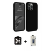 MARSİLYAN™- iPhone 15 Pro Max Kılıf Kozmos Yansıma Özel Seri - Siyah Bilvis Hayalet Cam Ekran Koruyucu + PVD Metal Kamera Lens - TU