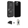MARSİLYAN™- iPhone 15 Pro Max Kılıf Kozmos Yansıma Özel Seri - Siyah Bilvis Hayalet Cam Ekran Koruyucu + Titanyum Gri Raze Metal Kamera Lens