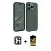 MARSİLYAN™- iPhone 15 Pro Max Kılıf Kozmos Yansıma Özel Seri - Siyah Buffer Cam Ekran Koruyucu + PVD Metal Kamera Lens - LT