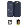 MARSİLYAN™- iPhone 15 Pro Max Kılıf Kozmos Yansıma Özel Seri - Siyah Buffer Cam Ekran Koruyucu + PVD Metal Kamera Lens - GS