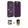 MARSİLYAN™- iPhone 15 Pro Max Kılıf Kozmos Yansıma Özel Seri - Siyah Buffer Cam Ekran Koruyucu + PVD Metal Kamera Lens - GS
