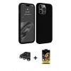 MARSİLYAN™- iPhone 15 Pro Max Kılıf Kozmos Yansıma Özel Seri - Siyah Buffer Cam Ekran Koruyucu + Raze Metal Kamera Lens - GS