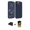 MARSİLYAN™- iPhone 15 Pro Max Kılıf Kozmos Yansıma Özel Seri - Siyah Buffer Cam Ekran Koruyucu + Raze Metal Kamera Lens - SH