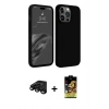 MARSİLYAN™- iPhone 15 Pro Max Kılıf Kozmos Yansıma Özel Seri - Siyah Buffer Cam Ekran Koruyucu + Raze Metal Kamera Lens - SH