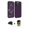 MARSİLYAN™- iPhone 15 Pro Max Kılıf Kozmos Yansıma Özel Seri - Siyah Buffer Cam Ekran Koruyucu + Raze Metal Kamera Lens - SH