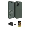 MARSİLYAN™- iPhone 15 Pro Max Kılıf Kozmos Yansıma Özel Seri - Siyah Buffer Cam Ekran Koruyucu + Raze Metal Kamera Lens - SH