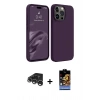 MARSİLYAN™- iPhone 15 Pro Max Kılıf Kozmos Yansıma Özel Seri - Siyah Buffer Hayalet Cam Ekran Koruyucu + Gümüş Raze Metal Kamera Lens