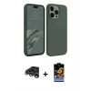 MARSİLYAN™- iPhone 15 Pro Max Kılıf Kozmos Yansıma Özel Seri - Siyah Buffer Hayalet Cam Ekran Koruyucu + Gümüş Raze Metal Kamera Lens