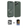 MARSİLYAN™- iPhone 15 Pro Max Kılıf Kozmos Yansıma Özel Seri - Siyah Buffer Hayalet Cam Ekran Koruyucu + PVD Metal Kamera Lens - LT