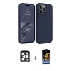 MARSİLYAN™- iPhone 15 Pro Max Kılıf Kozmos Yansıma Özel Seri - Siyah Buffer Hayalet Cam Ekran Koruyucu + PVD Metal Kamera Lens - LT