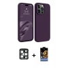 MARSİLYAN™- iPhone 15 Pro Max Kılıf Kozmos Yansıma Özel Seri - Siyah Buffer Hayalet Cam Ekran Koruyucu + PVD Metal Kamera Lens - LT