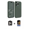 MARSİLYAN™- iPhone 15 Pro Max Kılıf Kozmos Yansıma Özel Seri - Siyah Buffer Hayalet Cam Ekran Koruyucu + PVD Metal Kamera Lens - TU