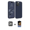 MARSİLYAN™- iPhone 15 Pro Max Kılıf Kozmos Yansıma Özel Seri - Siyah Buffer Hayalet Cam Ekran Koruyucu + PVD Metal Kamera Lens - GI