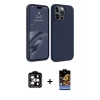 MARSİLYAN™- iPhone 15 Pro Max Kılıf Kozmos Yansıma Özel Seri - Siyah Buffer Hayalet Cam Ekran Koruyucu + PVD Metal Kamera Lens - TU
