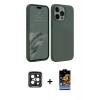 MARSİLYAN™- iPhone 15 Pro Max Kılıf Kozmos Yansıma Özel Seri - Siyah Buffer Hayalet Cam Ekran Koruyucu + PVD Metal Kamera Lens - SH