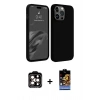 MARSİLYAN™- iPhone 15 Pro Max Kılıf Kozmos Yansıma Özel Seri - Siyah Buffer Hayalet Cam Ekran Koruyucu + PVD Metal Kamera Lens - TU