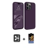 MARSİLYAN™- iPhone 15 Pro Max Kılıf Kozmos Yansıma Özel Seri - Siyah Buffer Hayalet Cam Ekran Koruyucu + PVD Metal Kamera Lens - SH