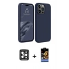 MARSİLYAN™- iPhone 15 Pro Max Kılıf Kozmos Yansıma Özel Seri - Siyah Buffer Hayalet Cam Ekran Koruyucu + PVD Metal Kamera Lens - SH