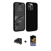 MARSİLYAN™- iPhone 15 Pro Max Kılıf Kozmos Yansıma Özel Seri - Siyah Buffer Hayalet Cam Ekran Koruyucu + Raze Metal Kamera Lens - TMGI
