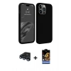 MARSİLYAN™- iPhone 15 Pro Max Kılıf Kozmos Yansıma Özel Seri - Siyah Buffer Hayalet Cam Ekran Koruyucu + Raze Metal Kamera Lens - LT