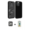 MARSİLYAN™- iPhone 15 Pro Max Kılıf Kozmos Yansıma Özel Seri - Siyah Polymer Nano Ekran Koruyucu + PVD Metal Kamera Lens - GI