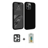 MARSİLYAN™- iPhone 15 Pro Max Kılıf Kozmos Yansıma Özel Seri - Siyah Polymer Nano Ekran Koruyucu + PVD Metal Kamera Lens - LT