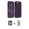 MARSİLYAN™- iPhone 15 Pro Max Kılıf Kozmos Yansıma Özel Seri - Siyah Polymer Nano Ekran Koruyucu + PVD Metal Kamera Lens - LT