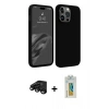 MARSİLYAN™- iPhone 15 Pro Max Kılıf Kozmos Yansıma Özel Seri - Siyah Polymer Nano Ekran Koruyucu + Raze Metal Kamera Lens - SH