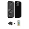 MARSİLYAN™- iPhone 15 Pro Max Kılıf Kozmos Yansıma Özel Seri - Siyah Polymer Nano Ekran Koruyucu + Raze Metal Kamera Lens - TMGI