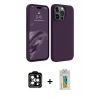 MARSİLYAN™- iPhone 15 Pro Max Kılıf Kozmos Yansıma Özel Seri - Siyah Polymer Nano Ekran Koruyucu + PVD Metal Kamera Lens - TU