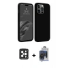 MARSİLYAN™- iPhone 15 Pro Max Kılıf Kozmos Yansıma Özel Seri - Siyah Vanessa Magic Cam + PVD Metal Kamera Lens - SH