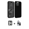 MARSİLYAN™- iPhone 15 Pro Max Kılıf Kozmos Yansıma Özel Seri - Siyah Vanessa Magic Hayalet Cam + PVD Metal Kamera Lens - GS